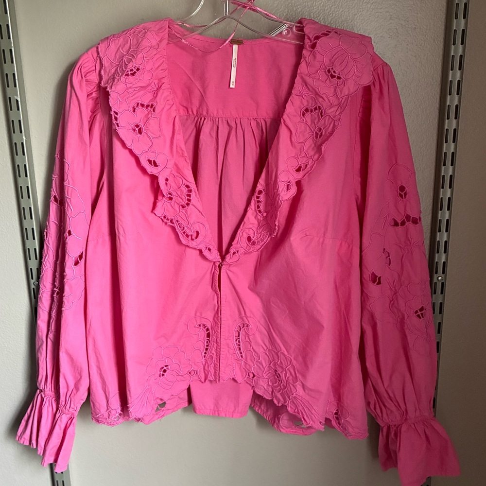 Free People - Maisie Cutwork Top in Pink